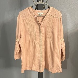 Tantrums light pink balloon sleeve blouse with embroidery detail